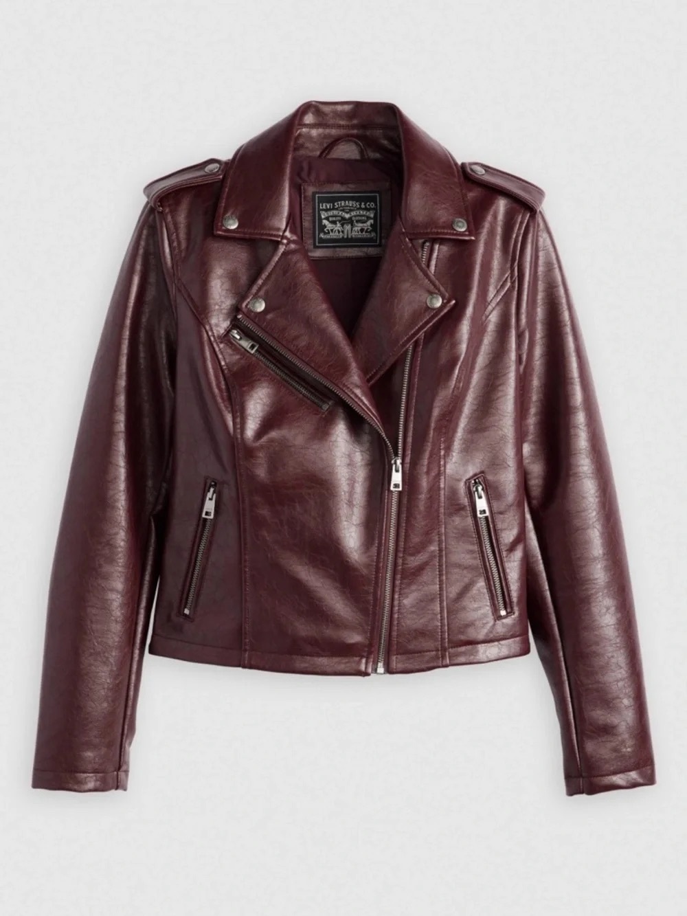 Levi's Women's Burgundy Leather Moto Jacket NWOT XXL